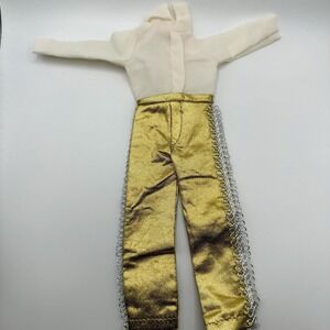 VTG Barbie Doll KEN Outfit Pantsuit White & Gold 80's Handmade